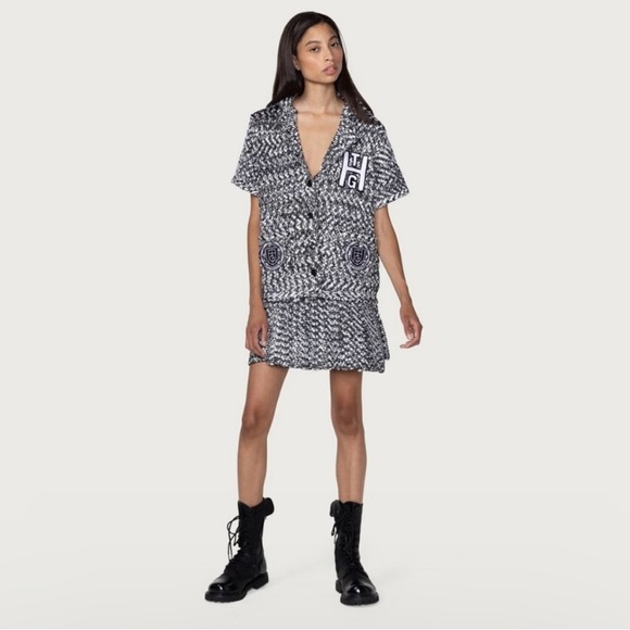 💫HP‼️💫 NWOT HONOR THE GIFT Honoree Camp Sweater in Marled Black/White, Size XS - Picture 4 of 10